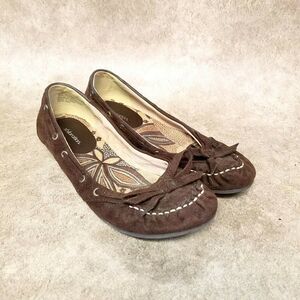 Xhilaration Womens 16764984 Size 6.5 Brown Fabric Slip On Moccasins Flats
